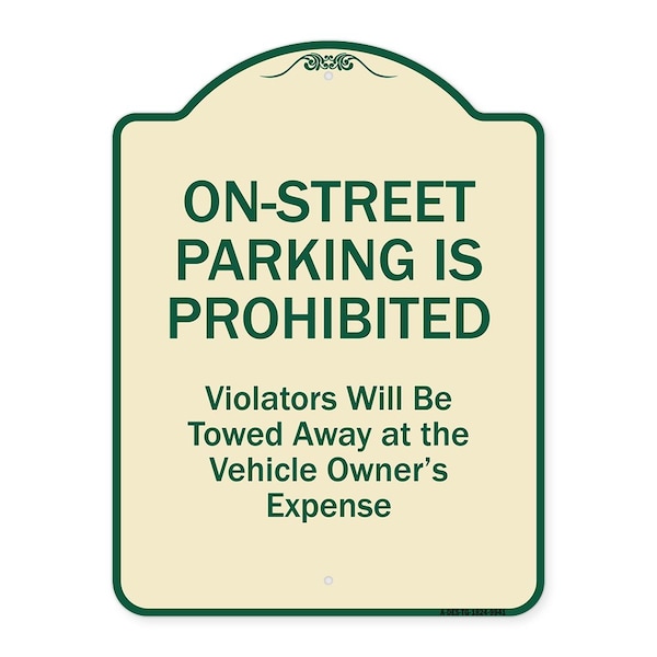 Signmission Designer Series-On-street Parking Prohibited Violators Will Be Towed Ve, 24" x 18", TG-1824-9941 A-DES-TG-1824-9941 - main
